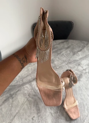 Pink High Heels with Rhinestone Detail, brand: PrettyLittleThing, condition: Very good, size: 7, £3.00, £3.85 includes Buyer Protection