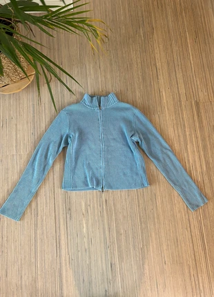 Blauwe zippertrui met geribbelde stof, marca: America Today, estado: Muy bueno, tamaño: S / 36 / 8, 12,00 €, 13,30 € Protección al comprador incluida