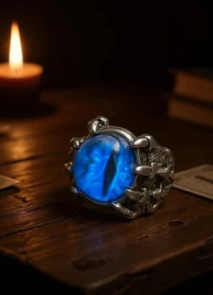 Bague oeil de dragon bleu griffes gothique médiéval steampunk ajustable punk, merk: bague, staat: Nieuw met prijskaartje, maat: Aanpasbaar, € 8,97, € 10,12 inclusief Kopersbescherming Pro