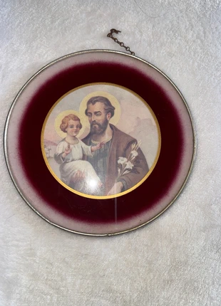 Médaillon mural cadre religieux image pieuse Saint Joseph ancien, brand: Religion, condition: Very good, €11.00, €12.25 includes Buyer Protection