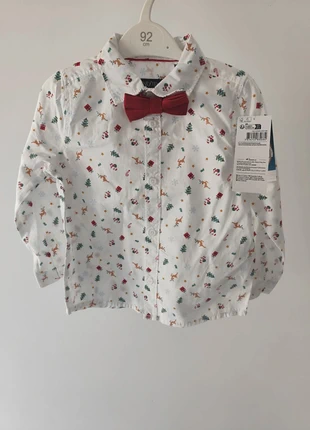 Chemise de Noël avec nœud papillon, merk: Intextenso, staat: Nieuw met prijskaartje, maat: 24-36 maanden / 92 cm, € 7,00, € 8,05 inclusief Kopersbescherming