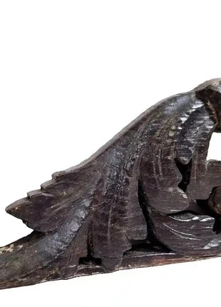 🇫🇷 Antique French Wood Pediment – Scroll & Acanthus Leaf Carving – 14.6", état: Satisfaisant, 19,00 €, 20,65 € Protection acheteurs (Pro) incluse