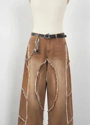 Pantalon large marron à coutures apparentes 🪶🤎, marque: Vintage Dressing, état: Très bon état, taille: M / 38 / 10, 49,80 €, 52,99 € Protection acheteurs incluse