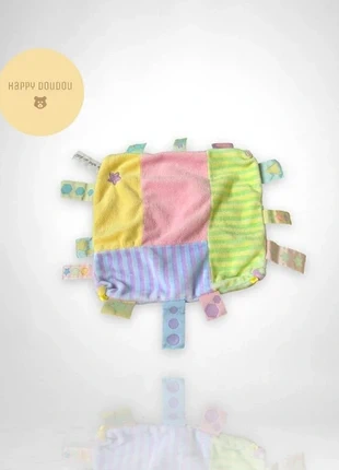 Doudou plat carré étiquettes couleurs étoiles un reve de bébé DP238, brand: un rêve de bébé, condition: Very good, size: One size, €9.00, €10.15 includes Buyer Protection Pro
