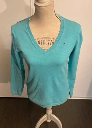 Pull V-Neck Tommy Hilfiger S/P Turquoise Pima Cotton Blend, brand: Tommy Hilfiger, condizioni: Ottime, taglia: S / IT 40 / EU 36, €14.00, €15.40 include la Protezione acquisti
