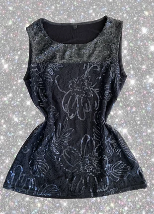 Y2K Vintage 2000s 90s Ibiza Hawaï Sequin Paillete Glitter Fairycore Floral Sexy Tanktop, marque: Vintage Dressing, état: Très bon état, taille: S / 36 / 8, 7,95 €, 9,05 € Protection acheteurs incluse