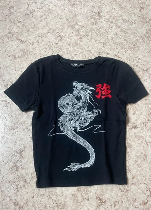 Zwart topje met Chinese draak op, marca: FB Sister, estado: Muy bueno, tamaño: XXS / 32 / 4, 1,00 €, 1,75 € Protección al comprador incluida