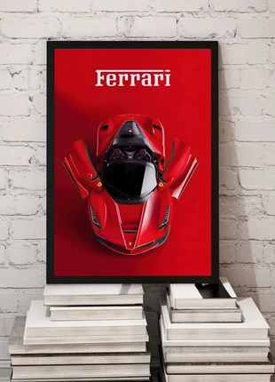 Framed red Ferrari air view poster A4. 3, brand: Ferrari, condition: New without tags, £9.99, £11.19 includes Buyer Protection