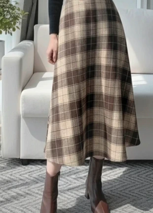 Jupe Longue Femme à Carreaux Marron Style Old Money, marque: Maison Aurore, état: Très bon état, taille: M / 38 / 10, 44,00 €, 46,90 € Protection acheteurs incluse