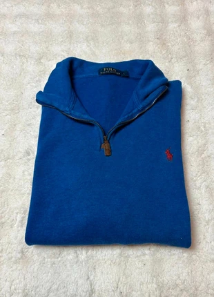 Pull sweat half 1/4 zip Ralph Lauren couleur bleu logo rouge taille L bon état, marque: Ralph Lauren, état: Bon état, taille: L, 34,99 €, 37,44 € Protection acheteurs incluse
