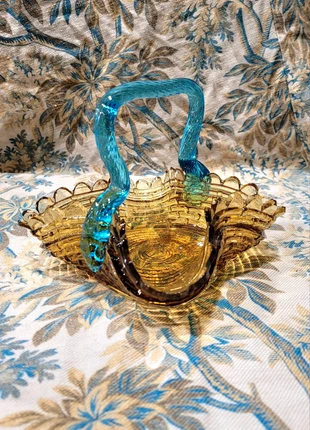 Coupe en verre ancien panier George Sand verrerie d'art couleurs moulé, marque: CM, état: Bon état, 19,00 €, 20,65 € Protection acheteurs (Pro) incluse