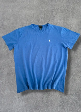 T-shirt Ralph Lauren bleu logo brodé jaune 100% coton - L, marque: Ralph Lauren, état: Très bon état, taille: L, 16,00 €, 17,50 € Protection acheteurs incluse