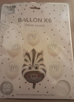 Ballon x6 thème savane, marque: Party Line, état: Neuf avec étiquette, 2,00 €, 2,80 € Protection acheteurs incluse