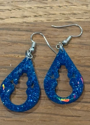 Boucles d oreilles bonhomme de neige bleu azur pailleté, marque: Unique, état: Neuf sans étiquette, 14,00 €, 15,40 € Protection acheteurs (Pro) incluse