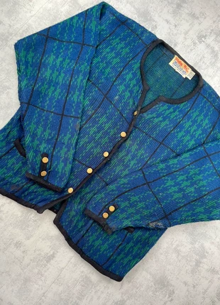 Veste Gilet Cardigan vintage bleu et vert à motifs - L, marke: Vintage Dressing, zustand: Sehr gut, größe: L / 40 / 12, 24,00 €, 25,90 € inklusive Vinted-Käuferschutz