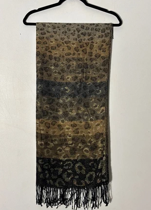 Leopard Print Ombre Scarf with Fringe – Brown, Gold & Black, condition: Good, £10.00, £11.20 includes Buyer Protection