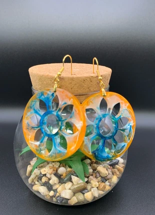 Boucles d’oreilles en résine epoxy et acier inoxydable, marque: Fait Main, état: Neuf avec étiquette, 10,00 €, 11,20 € Protection acheteurs (Pro) incluse
