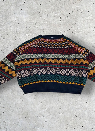 Pull Multi Pattern Vintage 90's Coupe Boxy Laine/ Alpaga -Taille L Femme -1769, marca: Vintage Dressing, estado: Muito bom, tamanho: L / 40 / 12, €24.90, €26.85 inclui Proteção do Comprador