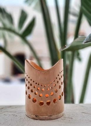 Photophore 🔅 sculpté à la main en tube de bambou de Bali 🤩, marque: Fabrication Artisanale, état: Neuf avec étiquette, 8,00 €, 9,10 € Protection acheteurs incluse