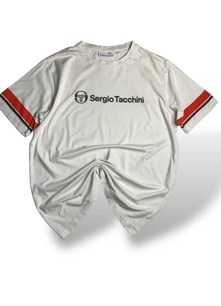T-shirt Sergio Tacchini blanc bandes rouges logo brodé vintage y2k - taille XL, marque: Sergio Tacchini, état: Très bon état, taille: XL, 11,00 €, 12,25 € Protection acheteurs (Pro) incluse
