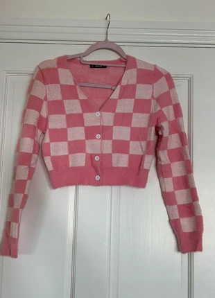 Shein Pink Checkerboard Print Cardigan, brand: Shein, condition: Very good, size: M / 38 / 10, €2.00, €2.80 includes Buyer Protection