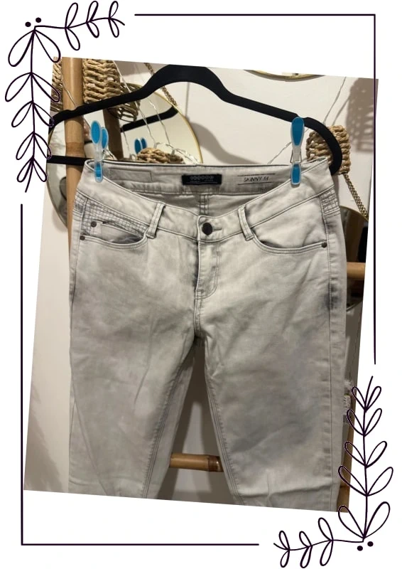 Jeans blanc gris skinny délavé - photo numéro 2