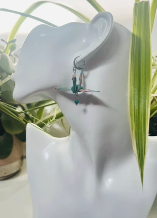 Origami Crane Earrings with Glass Beads, brand: OrigamiStyle, condizioni: Nuovo senza cartellino, €8.50, €9.63 include la Protezione acquisti Pro