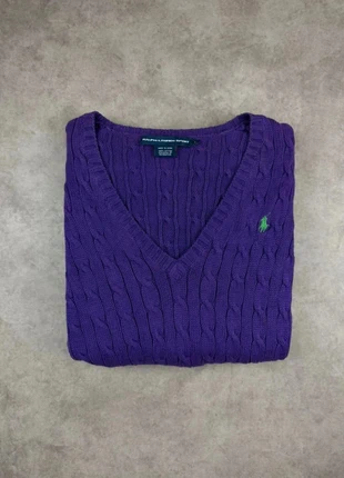 Pull Torsadé Col V Ralph Lauren Violet - L femme, marca: Ralph Lauren, estado: Muy bueno, tamaño: L / 40 / 12, 35,00 €, 37,45 € Protección al comprador Pro incluida
