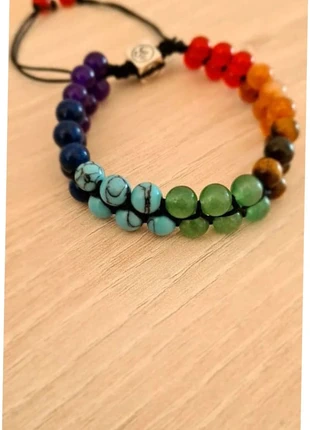 Bracelet reglable 7 Chakra Yoga méditation Relaxation femme homme perles pierres, staat: Nieuw met prijskaartje, € 8,00, € 9,10 inclusief Kopersbescherming