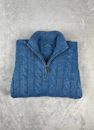 Half zip Torsadé demi zip Ralph Lauren col camionneur | Taille S homme | Bleu sans logo, marca: Ralph Lauren, estado: Muy bueno, tamaño: S, 59,90 €, 63,60 € Protección al comprador incluida