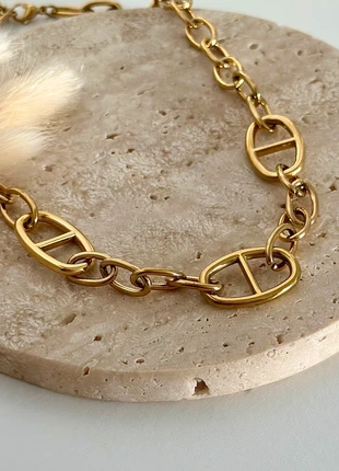 Collier doré en acier inoxydable grosses mailles et mailles marines, brand: Boutique Parisienne, condition: Very good, €24.00, €25.90 includes Buyer Protection Pro