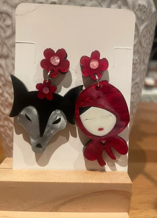 Statement earrings Gothic fantasy fairytale Red riding hood and the wolf, brand: Red riding hood and wolf, condition: New without tags, £4.00, £4.90 includes Buyer Protection
