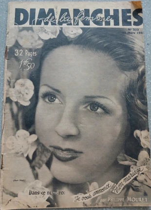 Magazine ancien Dimanches de la Femme – 23 mars 194 la date est coupée – N°233 – Vintage, état: Satisfaisant, 20,00 €, 21,70 € Protection acheteurs incluse