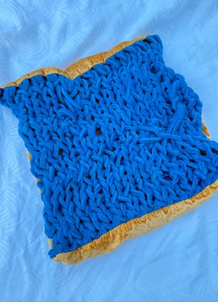 Housse de coussin tricotée en grosse maille turquoise – charme artisanal vintage, marke: Kare Design, zustand: Gut, 15,50 €, 16,98 € inklusive Vinted-Käuferschutz