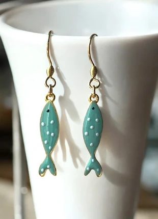 Boucles d'oreilles dorées petit poissons turquoise, zustand: Sehr gut, 5,00 €, 5,95 € inklusive Vinted-Käuferschutz
