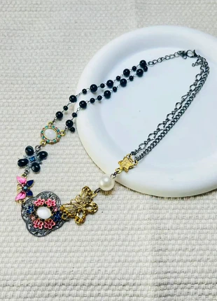 Collana con motivo floreale argentata | Stile retrò leggero, merk: Femme, staat: Nieuw met prijskaartje, € 4,25, € 5,16 inclusief Kopersbescherming