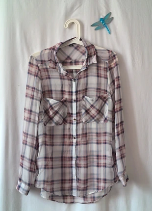 Chemisier à carreaux transparent, marke: Pimkie, zustand: Sehr gut, größe: S / 36 / 8, 3,00 €, 3,85 € beinhaltet Vinted-Käuferschutz Pro