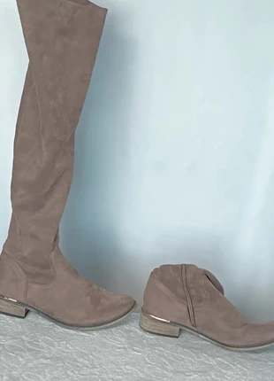 Cuissardes taupe effet daim à talon bas et bout rond Taille 38, brand: Inconnu, condition: Good, size: 38, €7.00, €8.05 includes Buyer Protection Pro