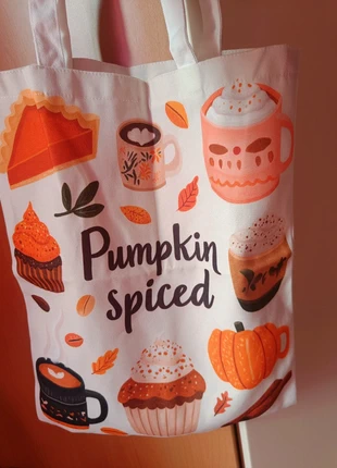 Tote bag Pumpkin spiced, marca: Amazon, estado: Novo sem etiquetas, €5.00, €5.95 inclui Proteção do Comprador