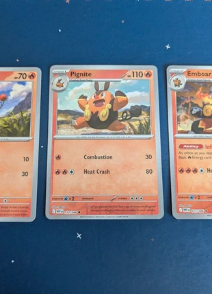 Tepig, pignite, emboar reverse holo trio, brand: Pokémon, condition: New without tags, £2.00, £2.80 includes Buyer Protection
