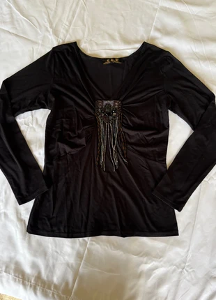 Top y2k noir manches longues avec perles, marke: y2k, zustand: Sehr gut, größe: M / 38 / 10, 17,00 €, 18,55 € inklusive Vinted-Käuferschutz