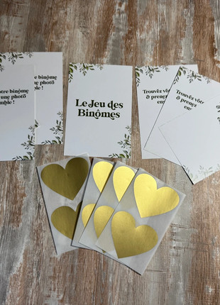 Jeu des binômes – cartes de mariage + autocollants dorés 🌹, marque: Nature, état: Neuf sans étiquette, 5,00 €, 5,95 € Protection acheteurs incluse