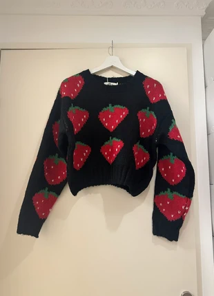 Pull noir oversize motif fraises chic femme, estado: Nuevo con etiquetas, tamaño: Talla única, 14,50 €, 15,93 € Protección al comprador incluida