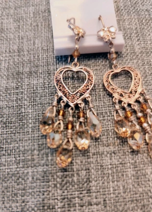 Pendientes colgantes - con lágrimas facetadas - ámbar champagne - boho chic romantico - Eventos, état: Neuf avec étiquette, 7,00 €, 8,05 € Protection acheteurs incluse
