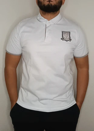 Polo Sport Blanc Vintage Blason 085 Brodé Casual Club Fédération Gris - 100% Coton - Taille L, brand: Vintage Dressing, condizioni: Ottime, taglia: L, €6.90, €7.95 include la Protezione acquisti