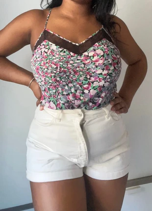 Haut top multicolore à dentelle Morgan, merk: Morgan, staat: Heel goed, maat: L / 40 / 12, € 6,00, € 7,00 inclusief Kopersbescherming