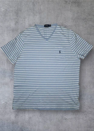 Ralph Lauren T-Shirt XL | Slim Fit | Streifenlook in Hellblau & Weiß, merk: Ralph Lauren, staat: Heel goed, maat: XL, € 5,00, € 5,95 inclusief Kopersbescherming