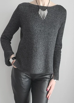 Pull droit côtelé gris anthracite et paillettes H&M - Taille S, brand: H&M, condition: Very good, size: S / 36 / 8, €14.00, €15.40 includes Buyer Protection