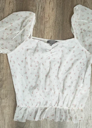 🌸 Primark White Floral Mesh Top – Size L 🌸, marca: Primark, estado: Muy bueno, tamaño: L / 40 / 12, 5,00 €, 5,25 € Protección al comprador incluida