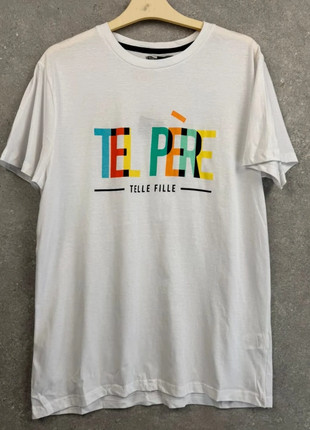 T-shirt blanc – inscription “Tel père telle fille” taille L – neuf jamais porté, brand: TQF Collection, condizioni: Nuovo con cartellino, taglia: L, €3.00, €3.85 include la Protezione acquisti